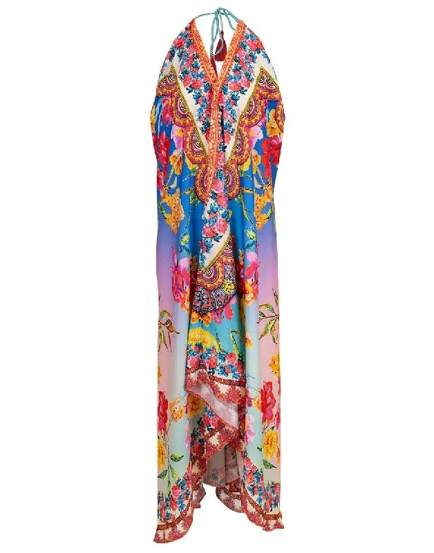 Pastel Hawaii V-Neck Long Halter Dress