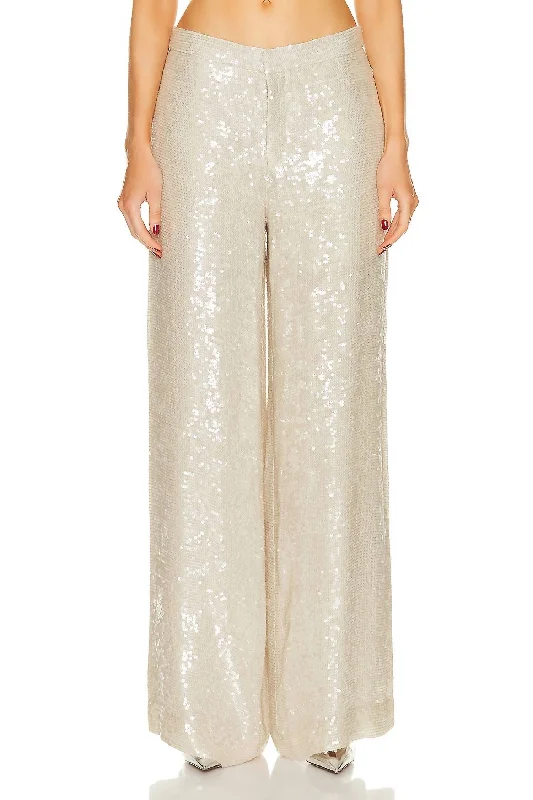 Sequin Viscose Relaxed Wide Leg Trouser In Gray