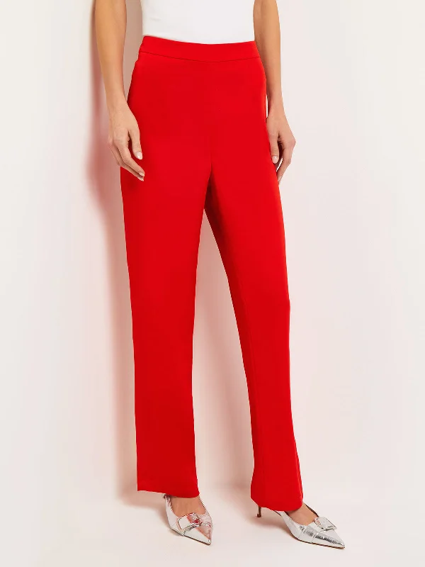 Crepe de Chine Wide Leg Pant, Sunset Red