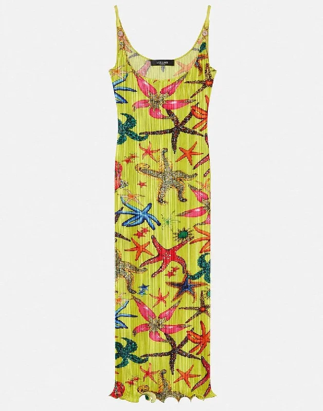 Trésor De La Mer Print Pleated Midi Dress