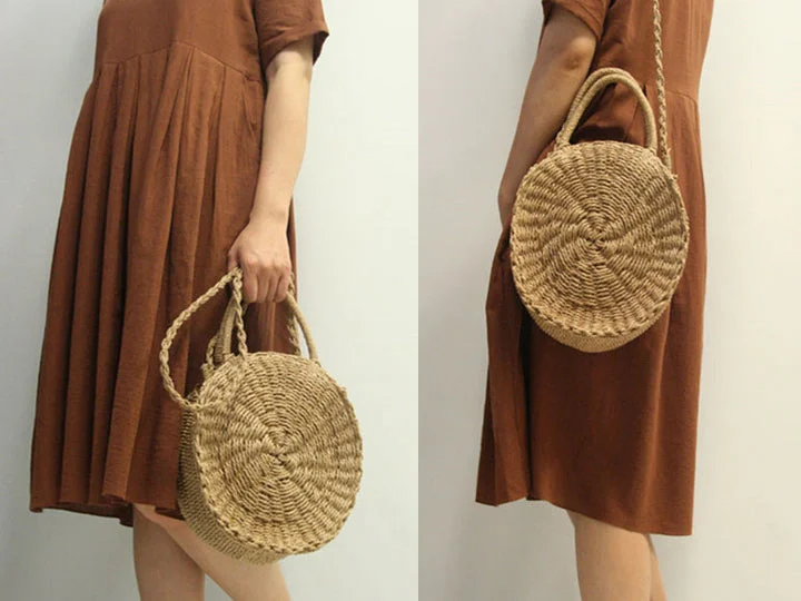 Circular Straw Shoulder Bag