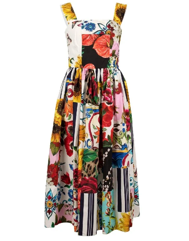 Floral Patchwork Sleeveless Sun Dress