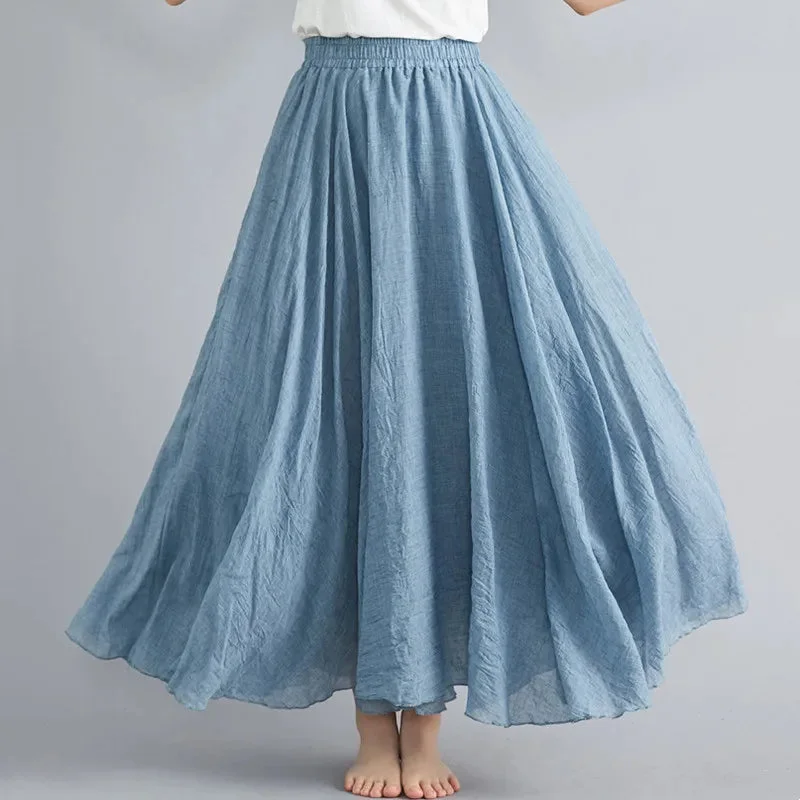 Boho Cotton Linen Maxi Skirt