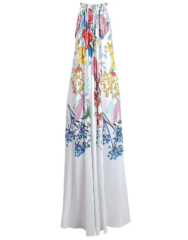 Fantasy Garden Printed Crepe Long Dress