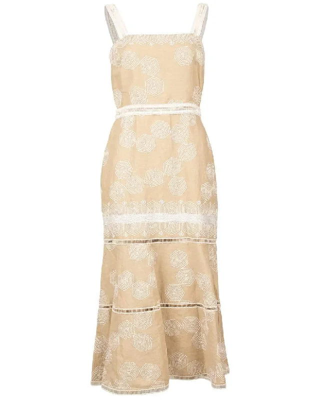 Delanna Printed Linen Midi Dress