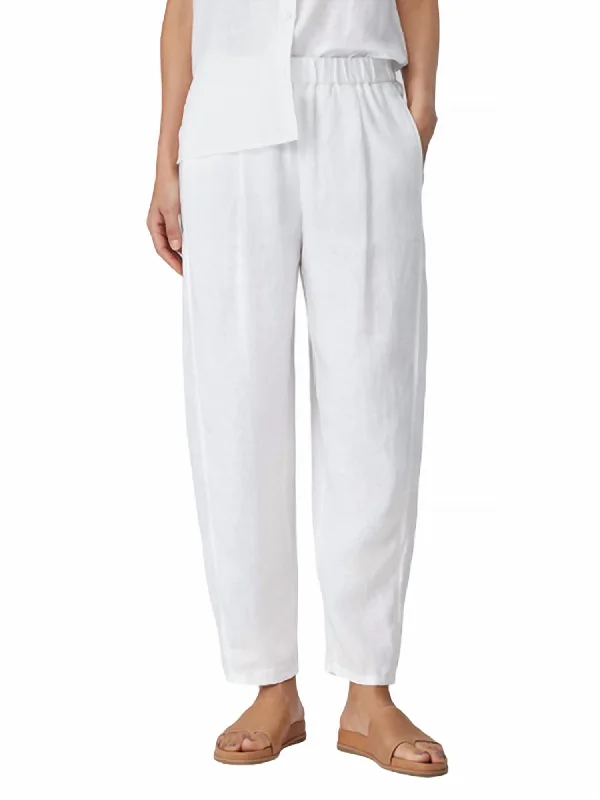 Ankle Pleated Lantern Pant In White