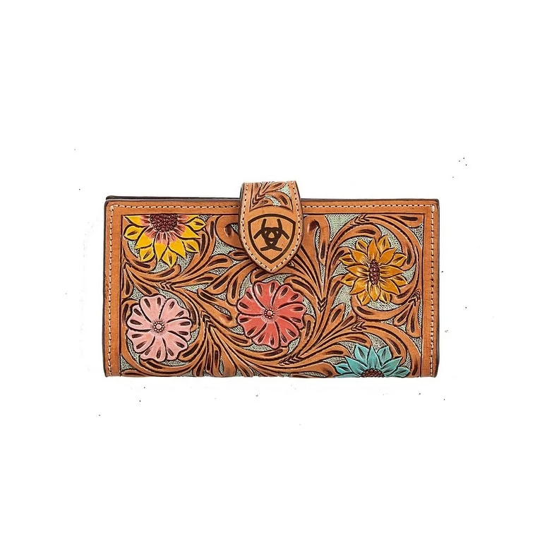 Ariat Western Wallet Women Daisy Tooled Painted Multi-Color A770016597 - 8 1/4 x 4