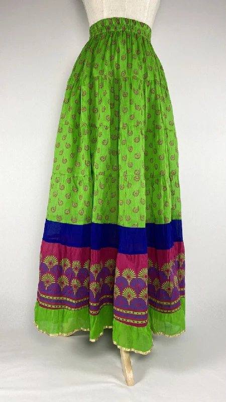 Bold Print Summer Maxi Skirt, Green