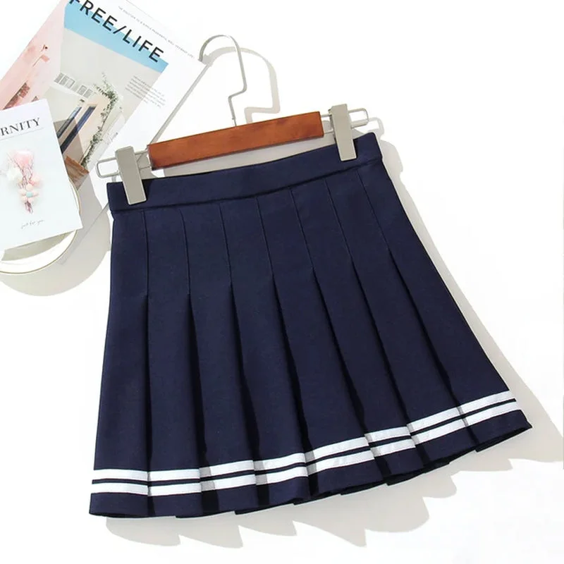 Y2K Striped Pleated Mini Skirt