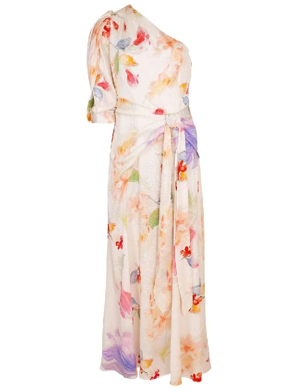 Printed Silk One Shoulder Dress