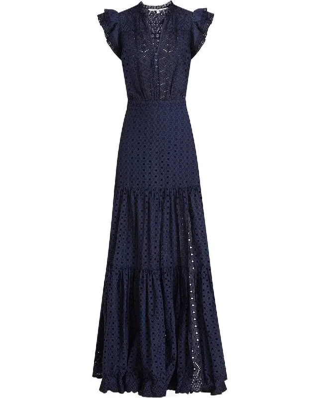 Satori Eyelet Maxi Dress - Navy