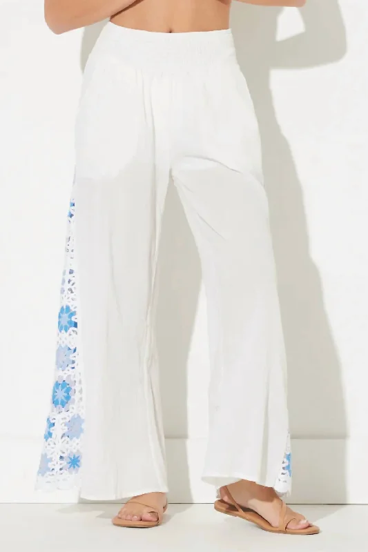 Crochet Inset Pant In White