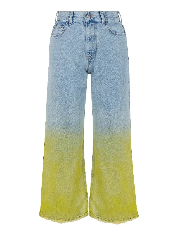 Faded Wide-Leg Jeans