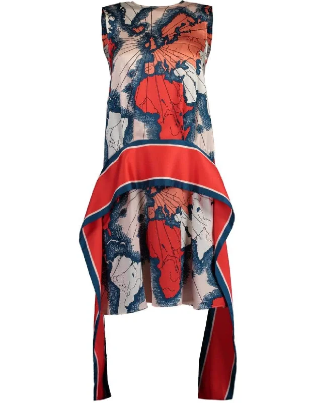 Map Print Scarf Dress