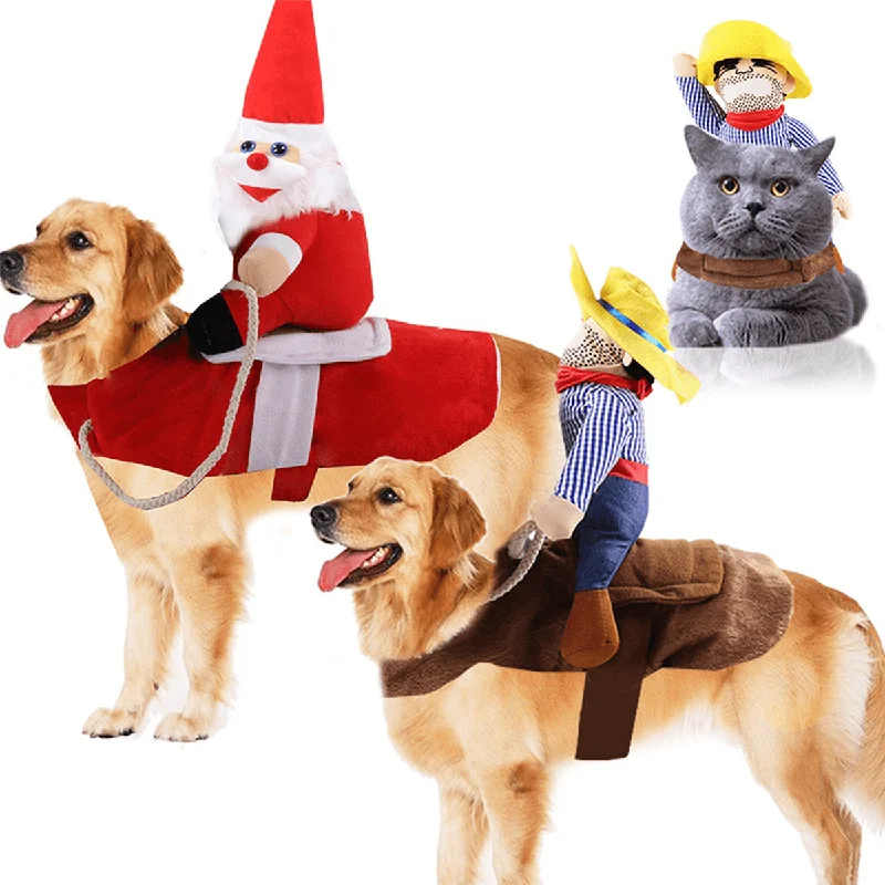 Funny Pet Dog Cat Puppy Costume Halloween Xmas Cowboy Fancy Dress Cute Coat for Dog Cat Pet Clothes