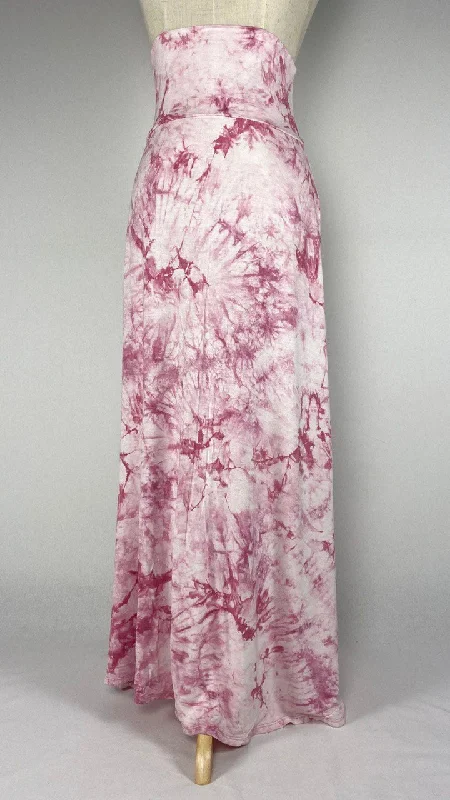 High Waist Maxi Skirt, Pink Tie Dye