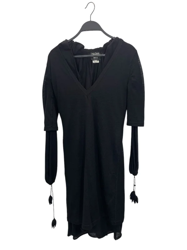 Jean Paul Gaultier/LS Dress/M/Wool/BLK/Midi Length/tassels sleeve