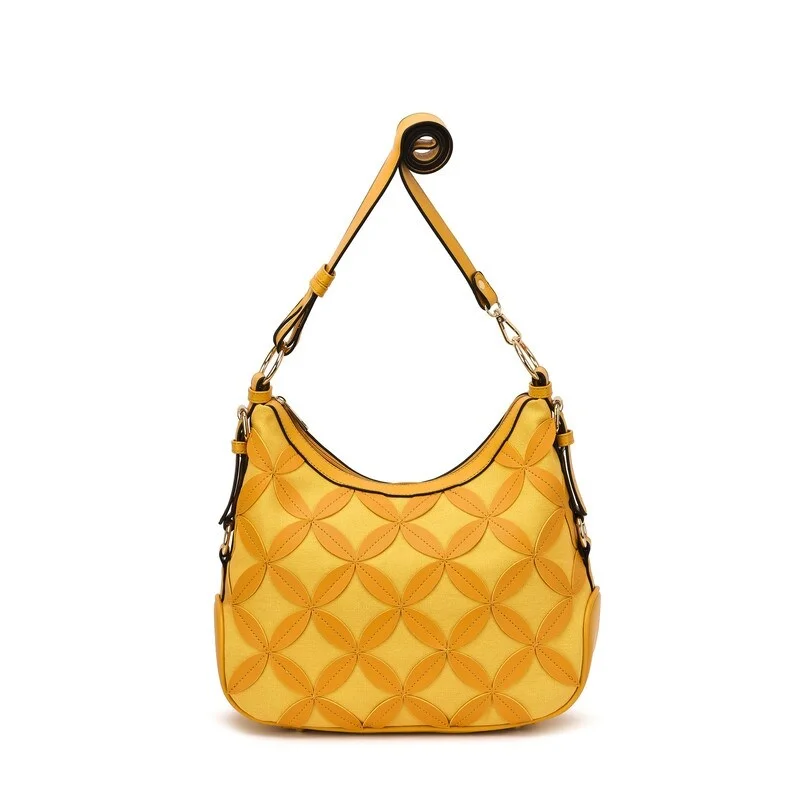 Mellow World Iga Rococo Style Leaf Pattern Hobo Bag with Adjustable Shoulder Strap