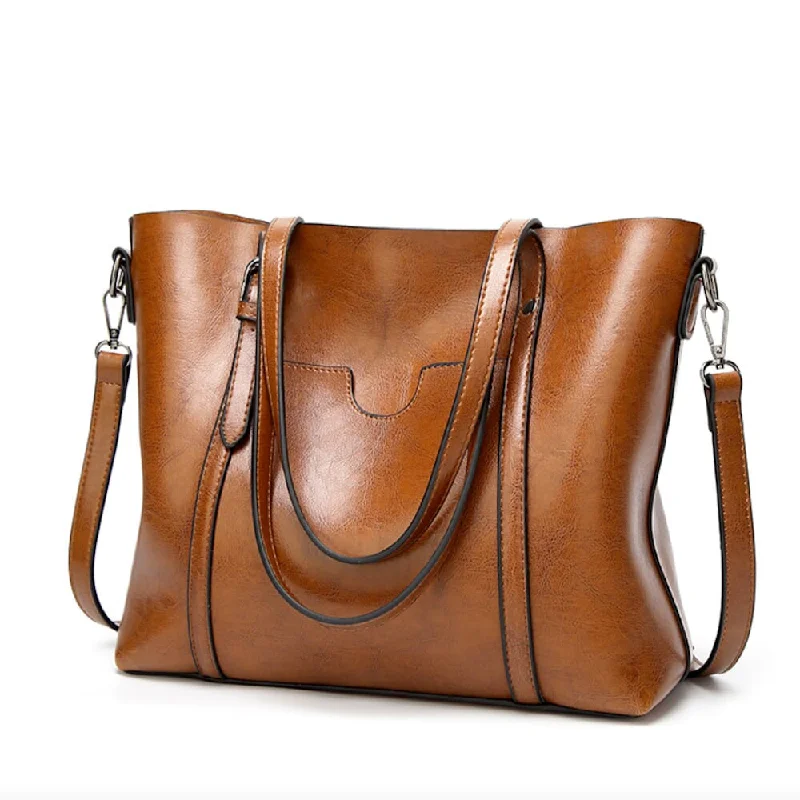 Womens Faux Leather Tote Bag