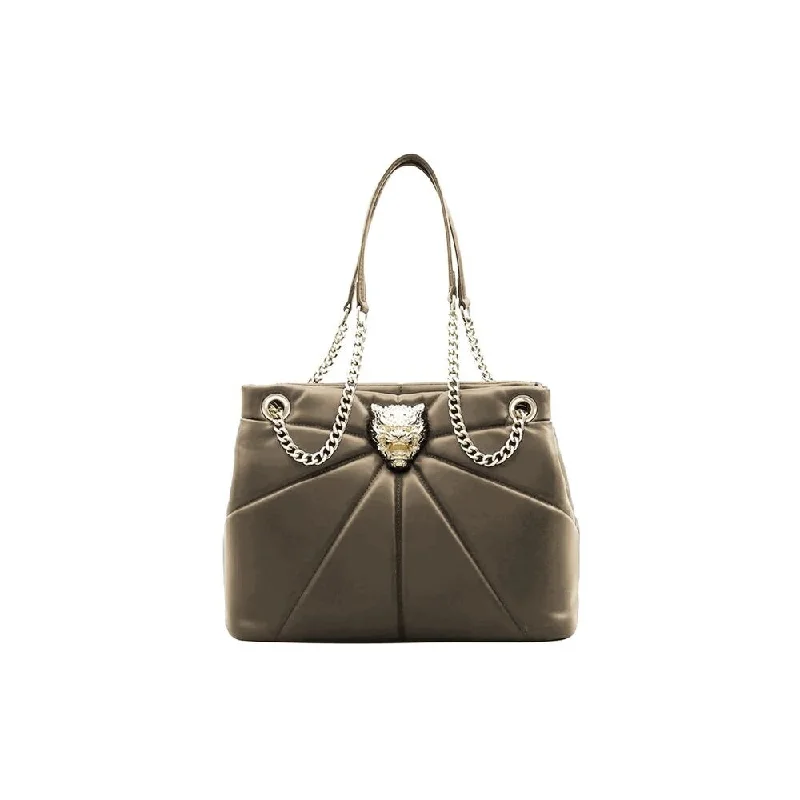 Plein Sport Elegant Faux Leather Gold-Chain Women's Tote