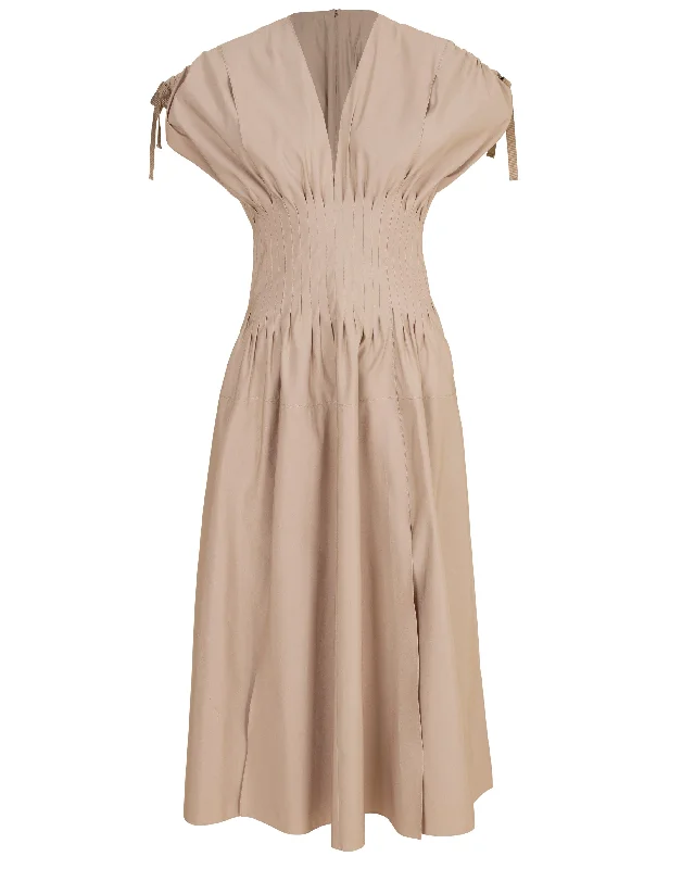 Silk Faille V-Neck Dress