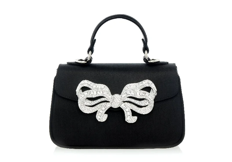 Satin Bow Top Handle Black