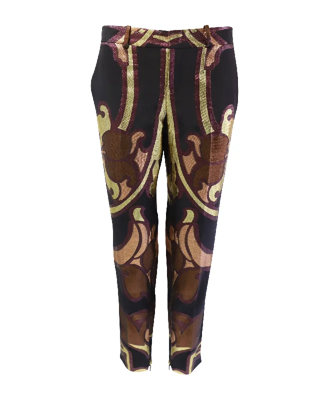 Gucci Art Nouveau Disco Trousers in Multicolor Jacquard Silk