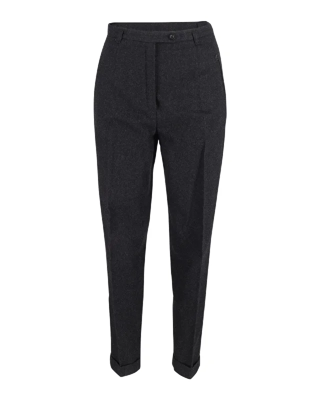 Max Mara Sportmax Tapered Trousers in Grey Cotton