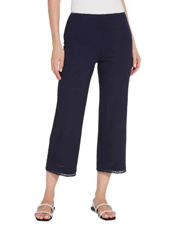 Sienna Wide Leg Crop Pant In True Navy