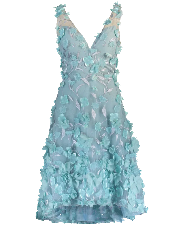 High Low 3D Petal Cocktail Dress