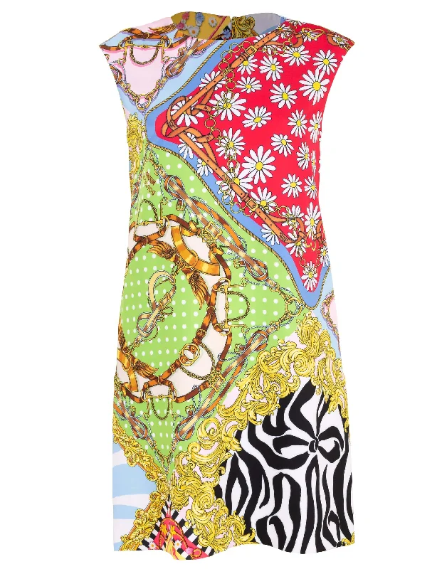 Sleeveless Fantasy Print Shift Dress