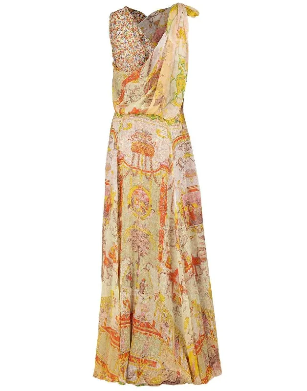 Sleeveless Silk Printed Maxi Dress