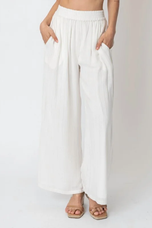 Self Stripe Pant In White