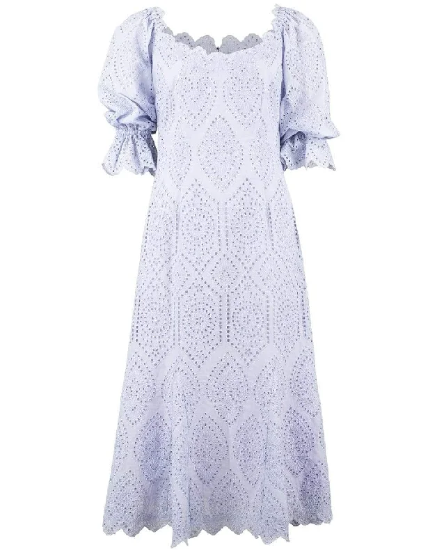 Lucilla Lilac Eyelet Cotton Dress