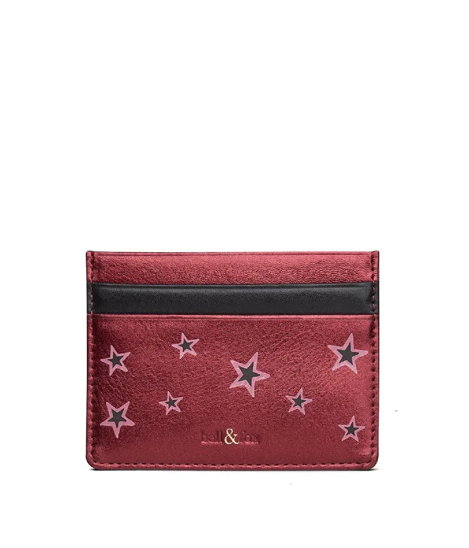 RUMI Card Holder - Cherry Red Star Print