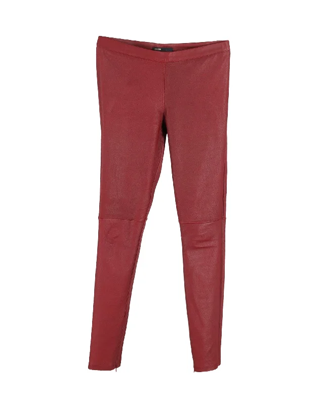 Maje Slim Pants in Red Leather