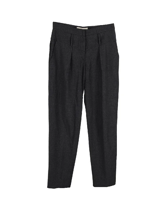 Stella McCartney Pleated Tapered Trousers in Gray Cotton