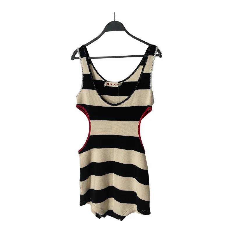 MARNI/Camisole Dress/40/Stripe/Cotton/CRM/stripe blk/cream slip