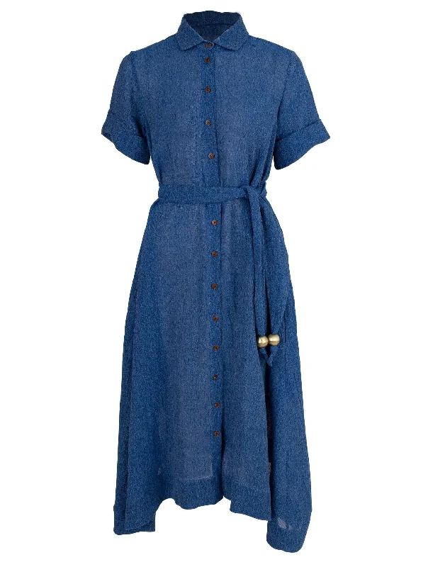 Moroccan Blue Shirt Dress