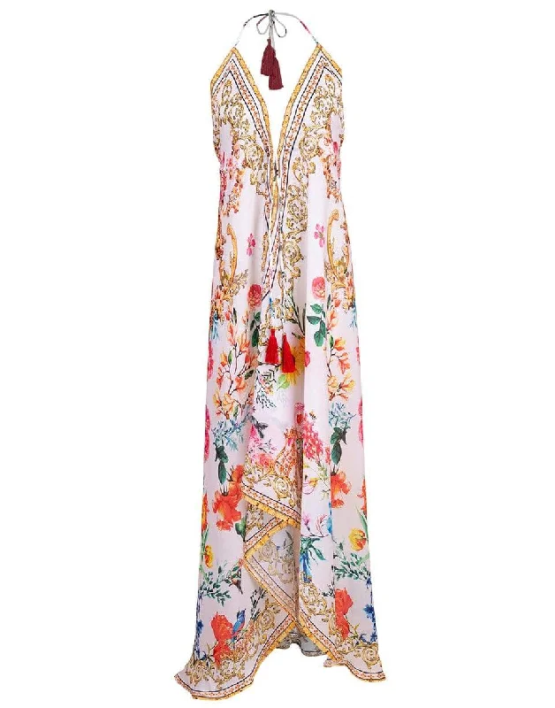 White Hawaii V-Neck Long Halter Dress