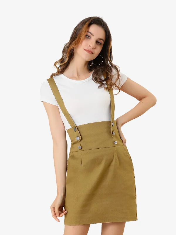 High Waist Suspender Adjustable Strap Overalls Short Skirt