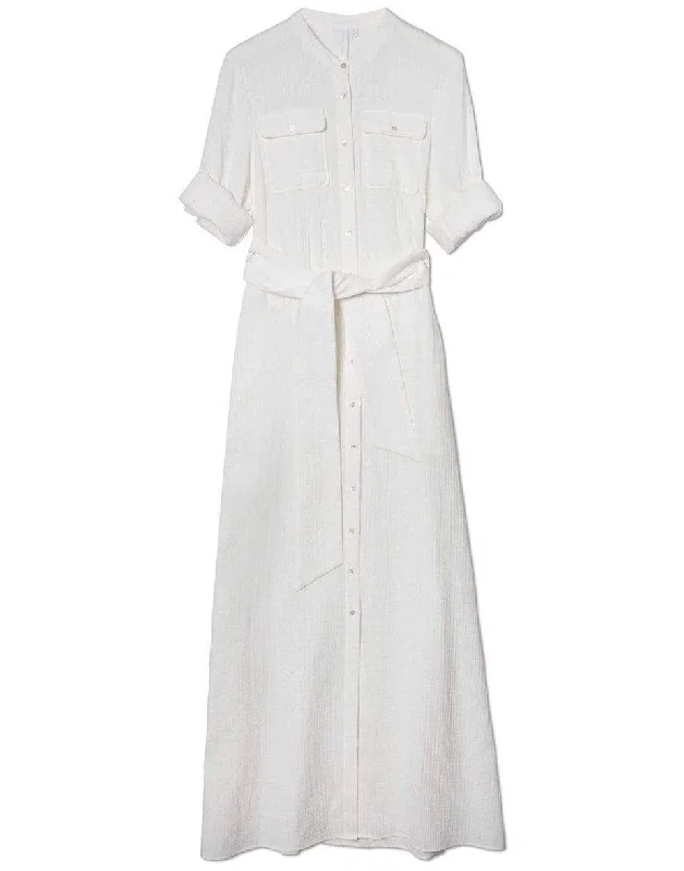 Ester Organic Gauze Tie Waist Shirt Dress