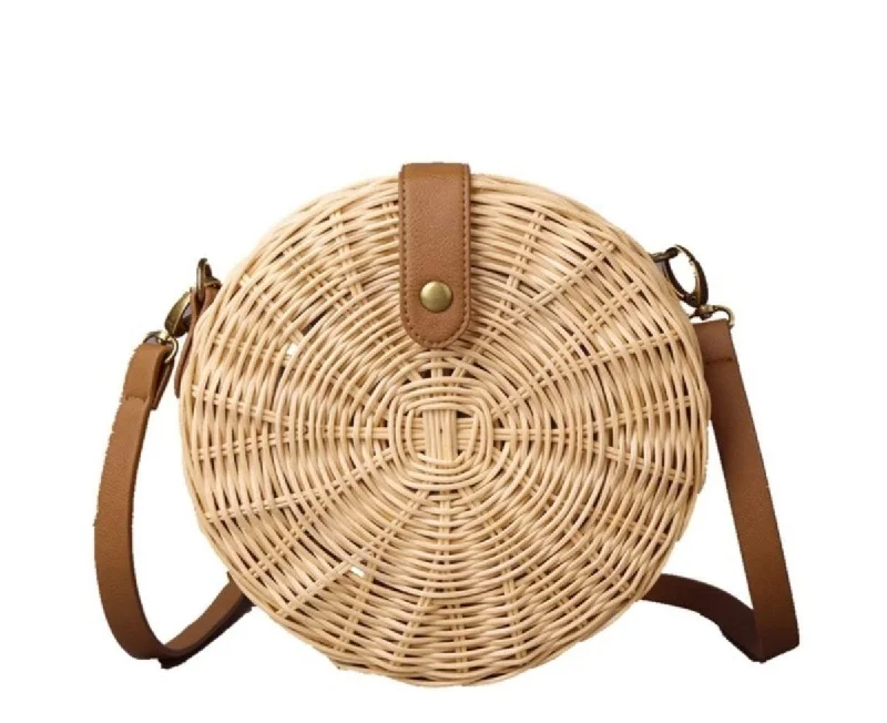 Wicker Straw Round Shoulder Bag