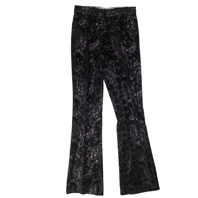 Amiri Paisley Velvet Glitter Flare - Black