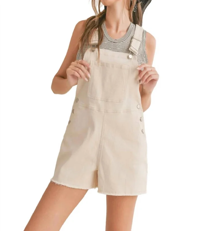 Clear Eyes Denim Overalls In Cream