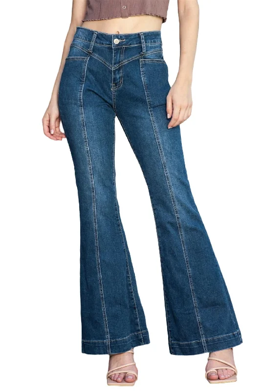 High Waisted Bell Bottom Jean In Dark Wash