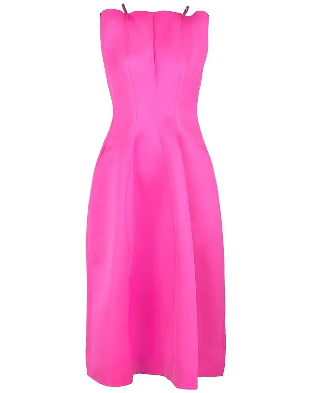 Pink Sleeveless High Neck Full Skirt Dress