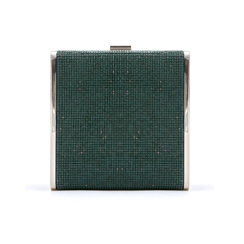 SADIE Metal and Crystal Clutch Bag - Emerald