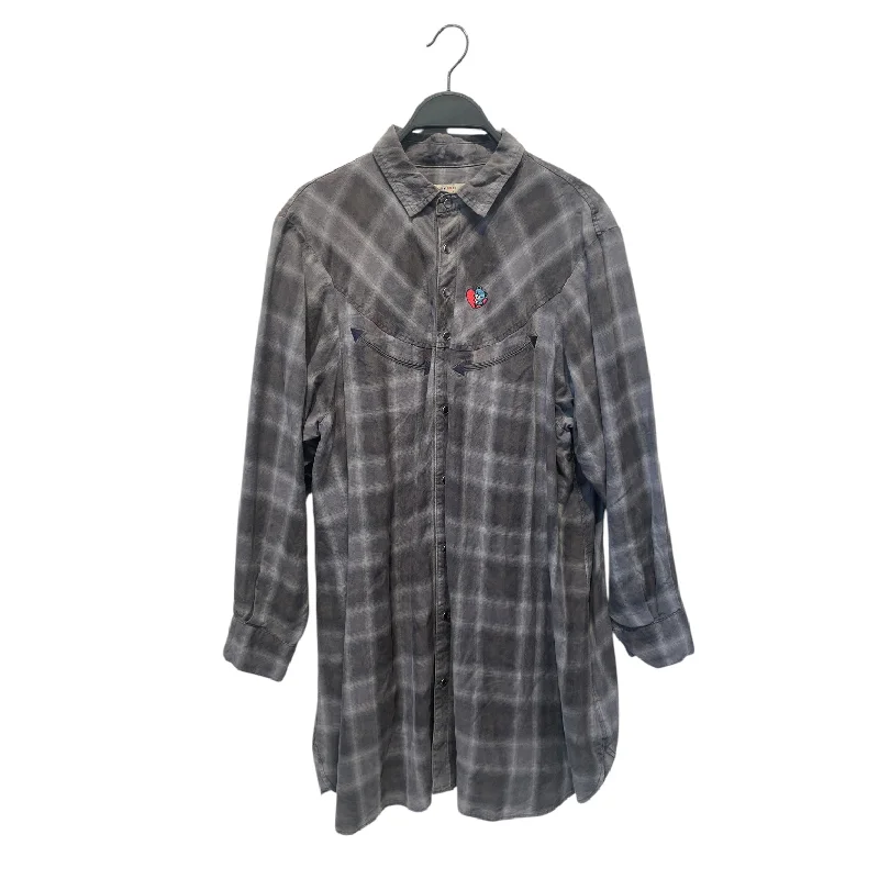 HYSTERIC GLAMOUR/LS Dress/FREE/Plaid/Cotton/GRY/BUTTON UP BEAR HEART