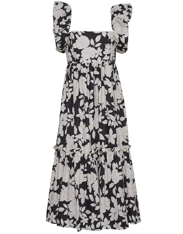 Graphic Floral Black Darby Dress